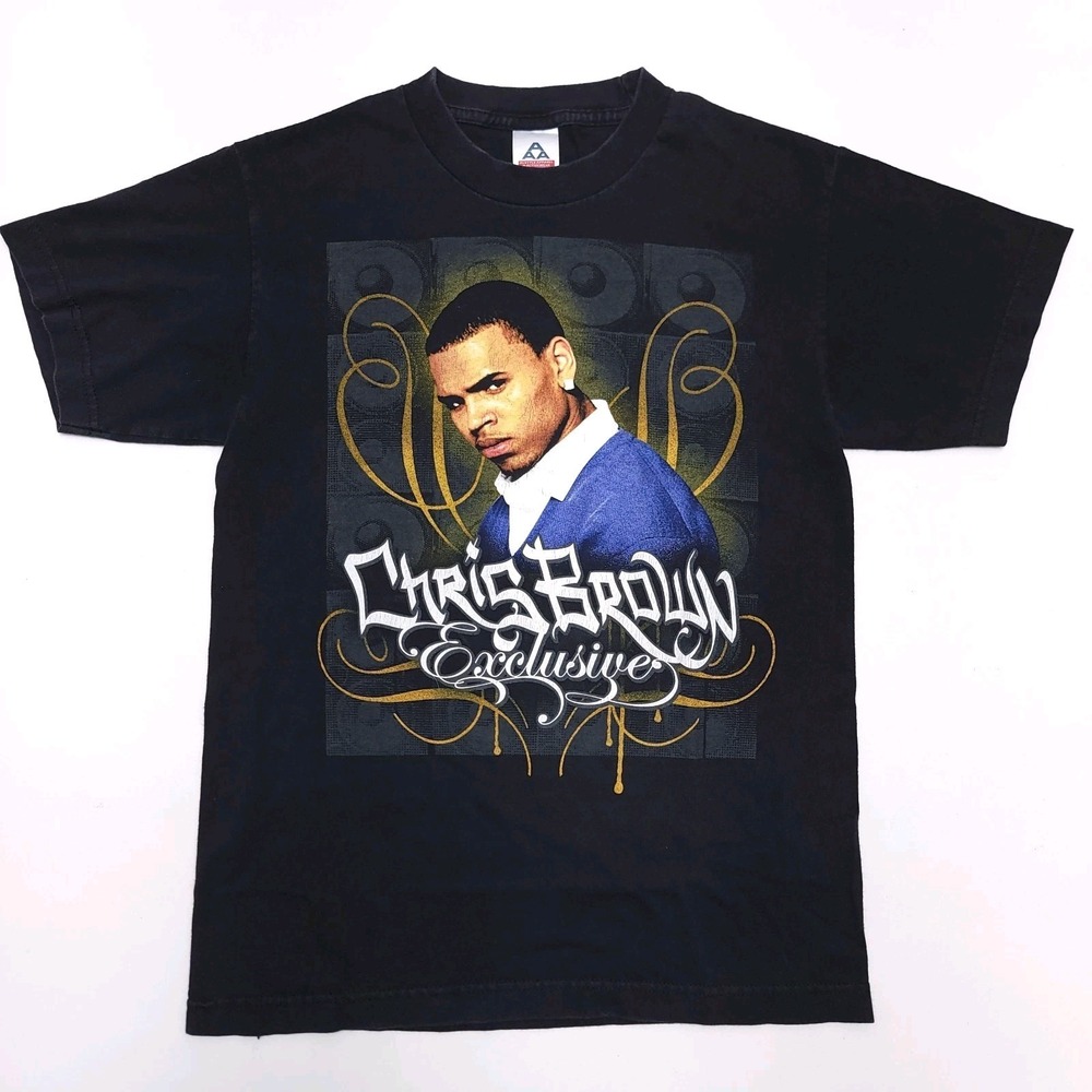 Vintage Chris Brown Exclusive‎ Shirt Size Small Black Tee Tour R&B